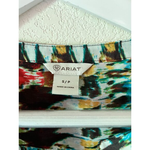 Ariat Womens Multicolor Abstract 3/4 Sleeve Tunic Top Small Lightweight Boho - Picture 3 of 8